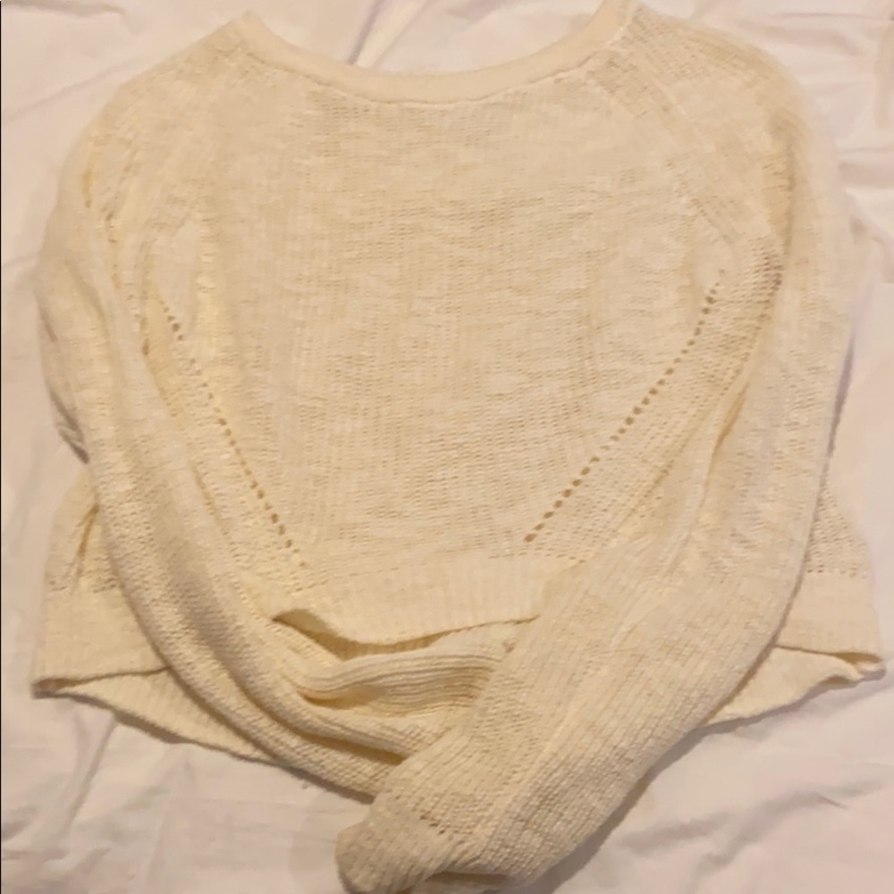 Anthropologie cream crop sweater